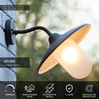 Lucide ARUBA - Wandleuchte Innen/Außen - Ø 30 cm - 1xE27 - IP44 - Rostfarbe